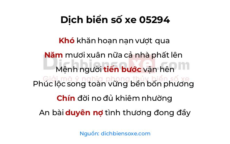 Dịch thơ biển số 05294