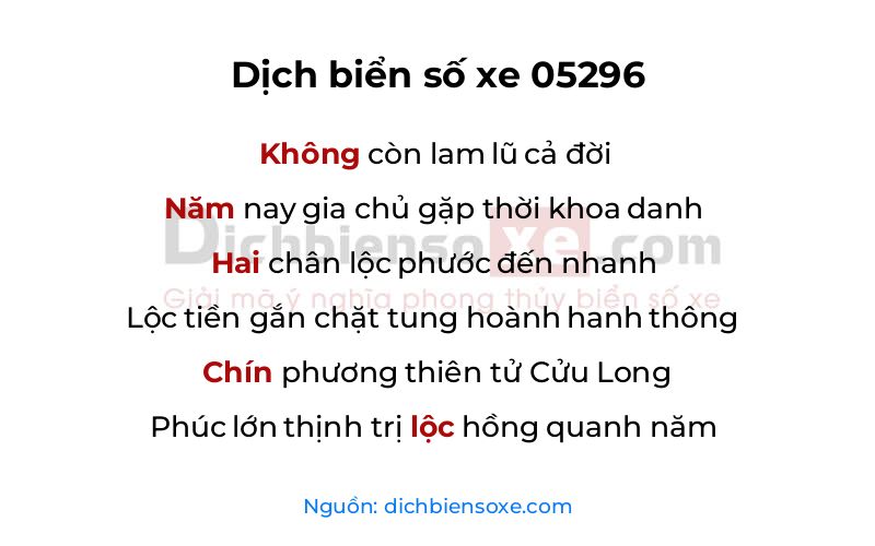 Dịch thơ biển số 05296