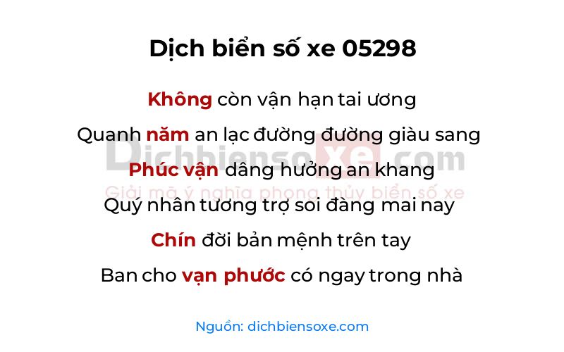 Dịch thơ biển số 05298