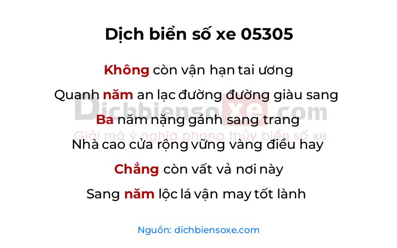 Dịch thơ biển số 05305