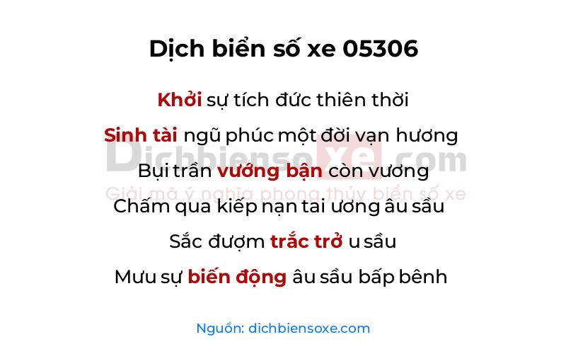 Dịch thơ biển số 05306