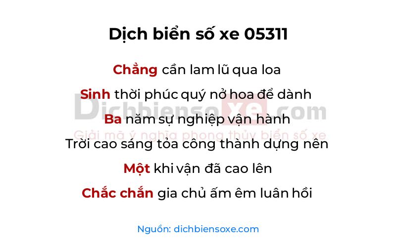 Dịch thơ biển số 05311