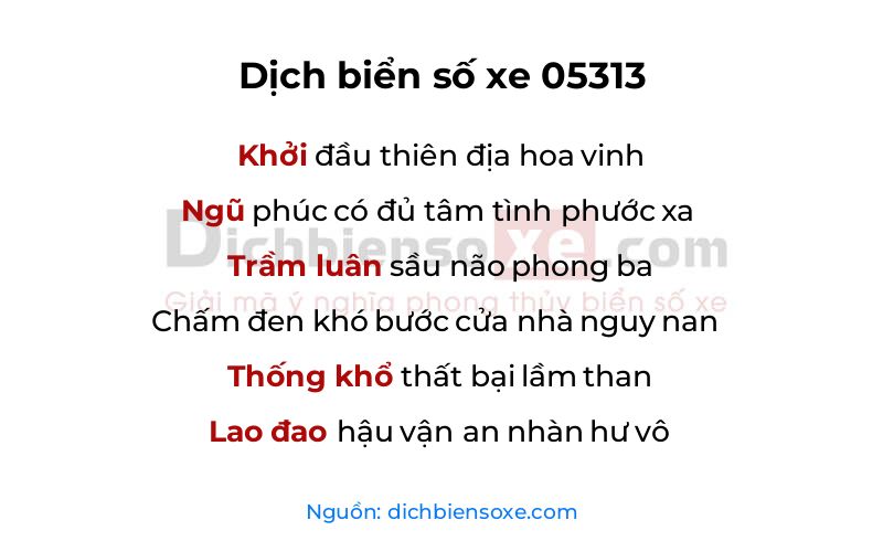 Dịch thơ biển số 05313