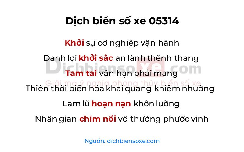 Dịch thơ biển số 05314
