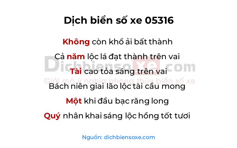 Dịch thơ biển số 05316