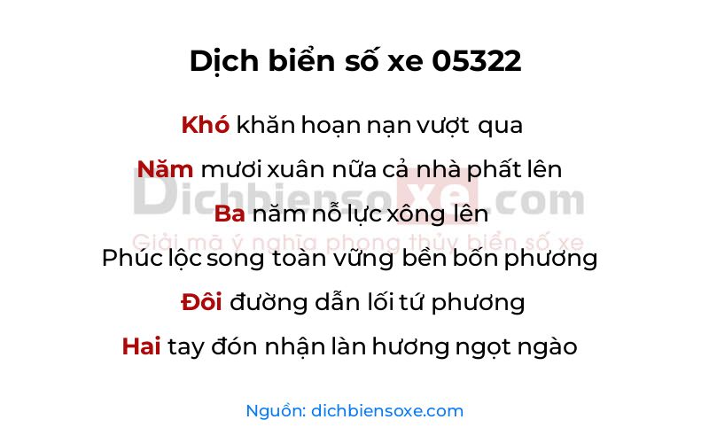 Dịch thơ biển số 05322