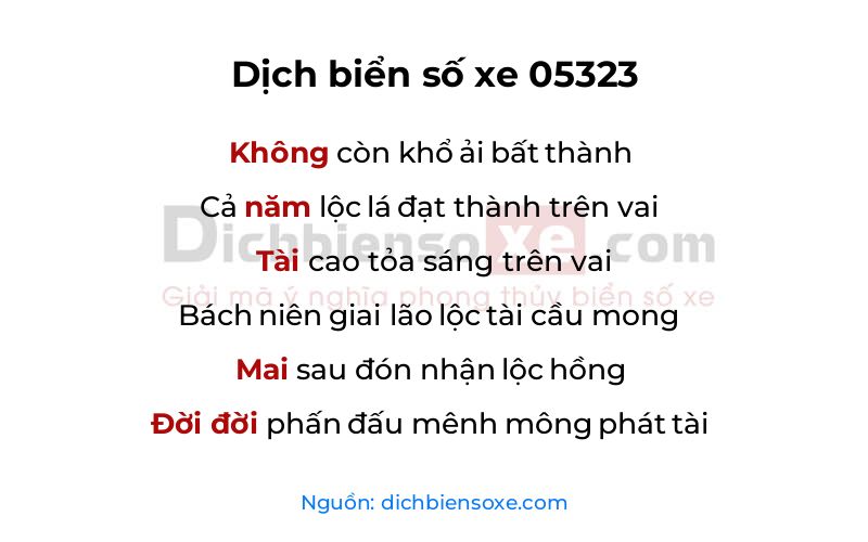Dịch thơ biển số 05323