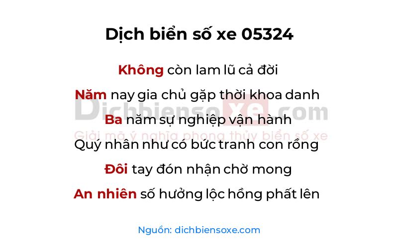 Dịch thơ biển số 05324