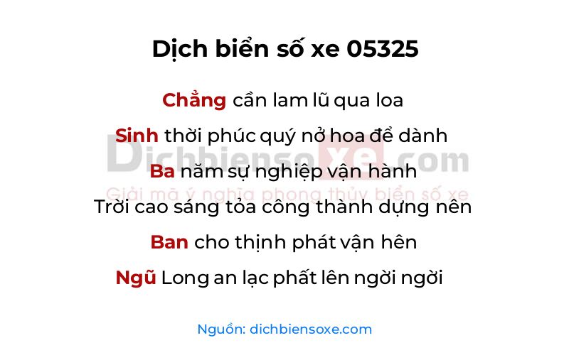 Dịch thơ biển số 05325