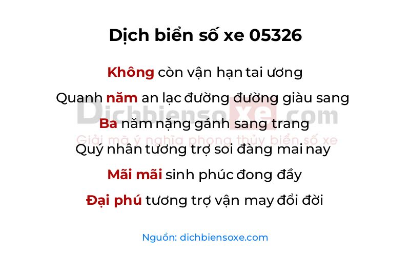 Dịch thơ biển số 05326