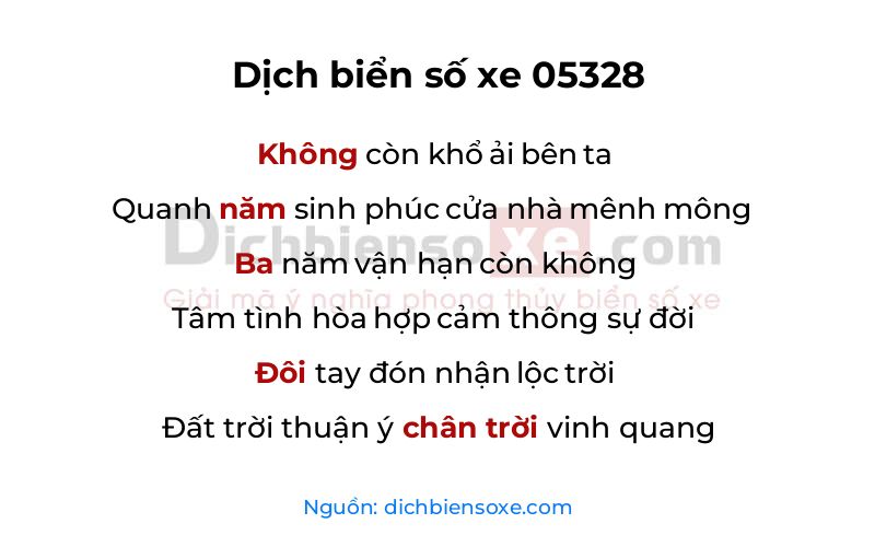 Dịch thơ biển số 05328