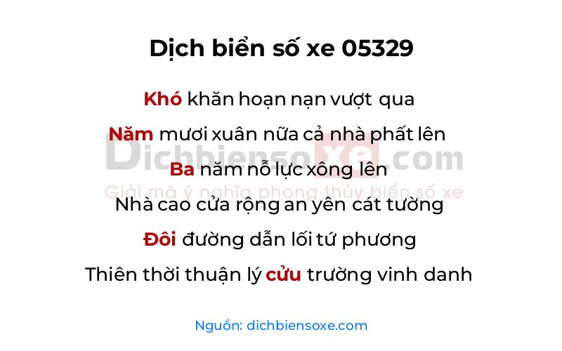 Dịch thơ biển số 05329