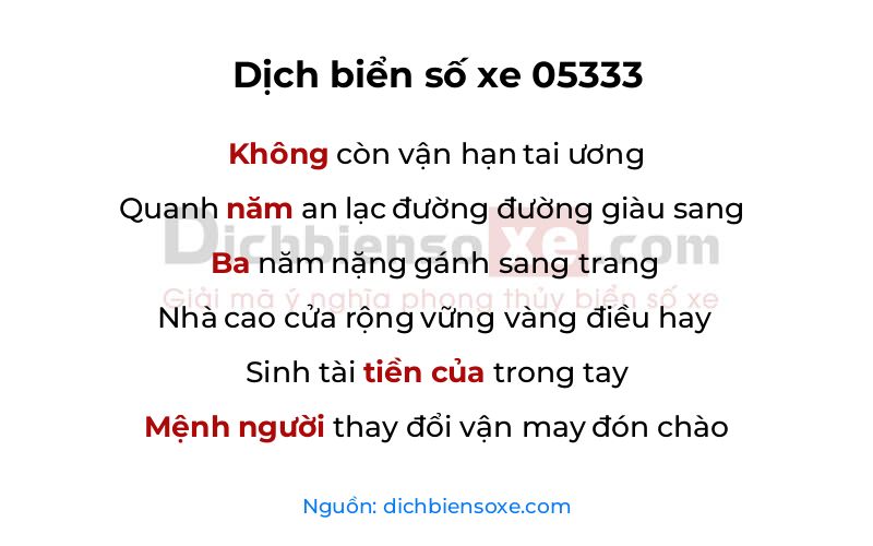 Dịch thơ biển số 05333