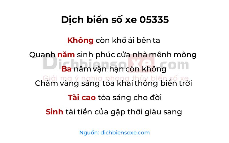 Dịch thơ biển số 05335