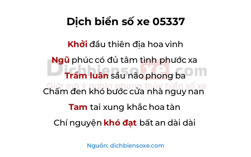 Dịch thơ biển số 05337