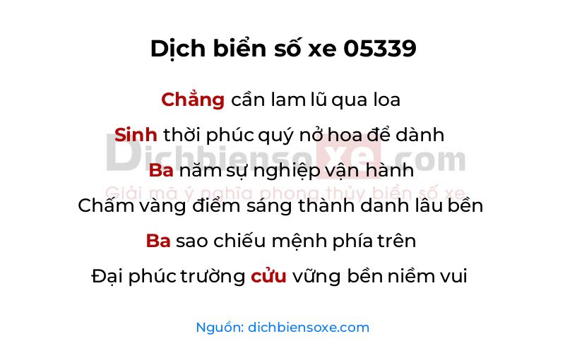 Dịch thơ biển số 05339