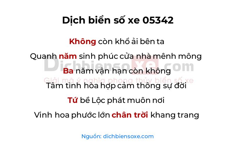 Dịch thơ biển số 05342