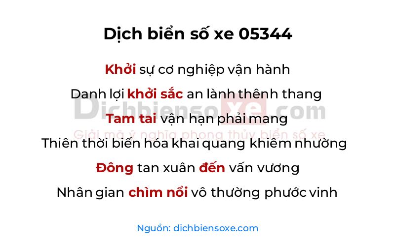 Dịch thơ biển số 05344