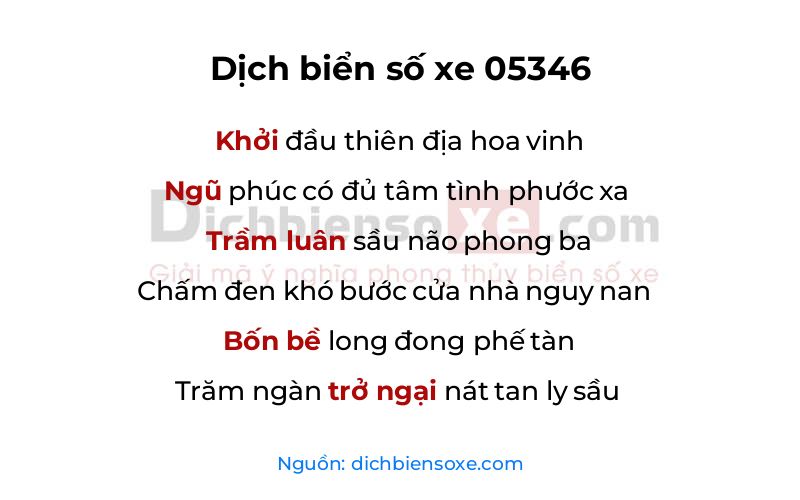 Dịch thơ biển số 05346
