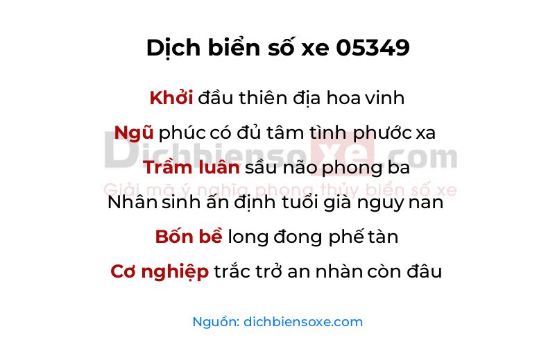 Dịch thơ biển số 05349