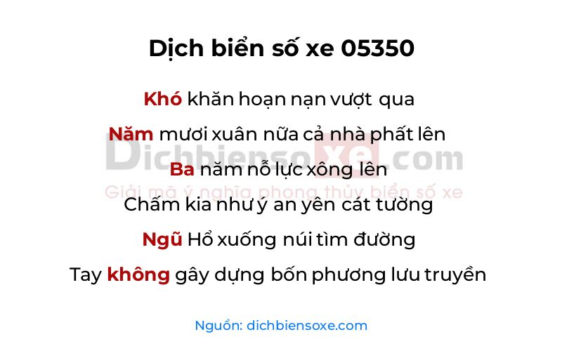 Dịch thơ biển số 05350