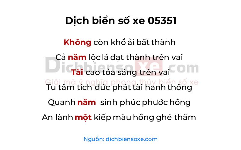 Dịch thơ biển số 05351
