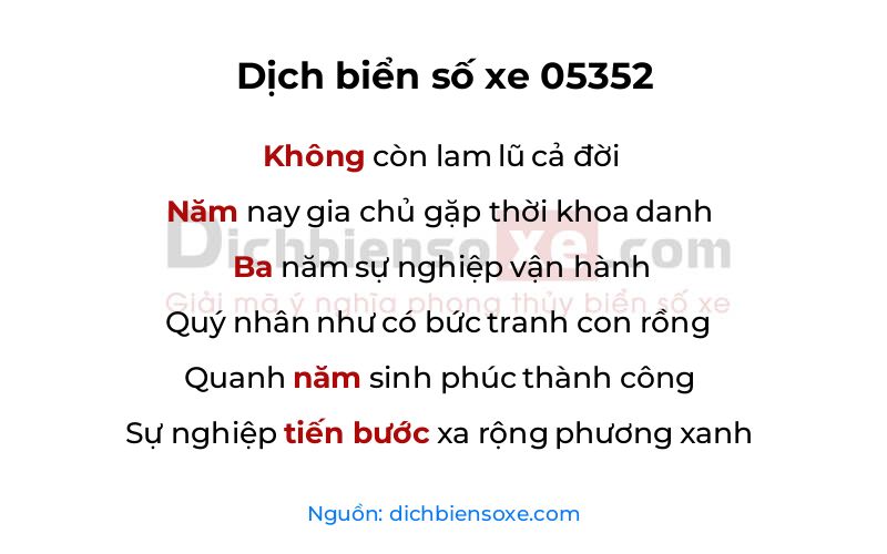 Dịch thơ biển số 05352