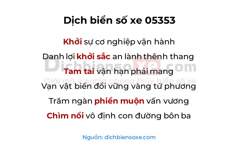 Dịch thơ biển số 05353