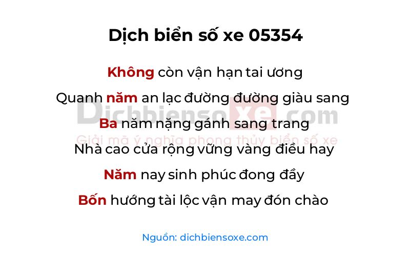 Dịch thơ biển số 05354