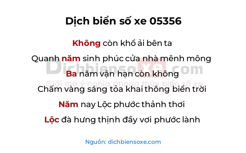 Dịch thơ biển số 05356