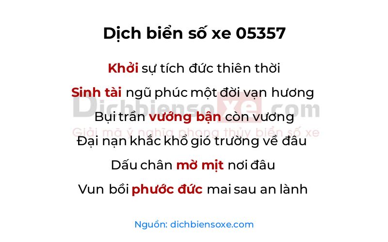 Dịch thơ biển số 05357