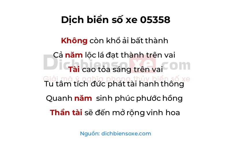 Dịch thơ biển số 05358