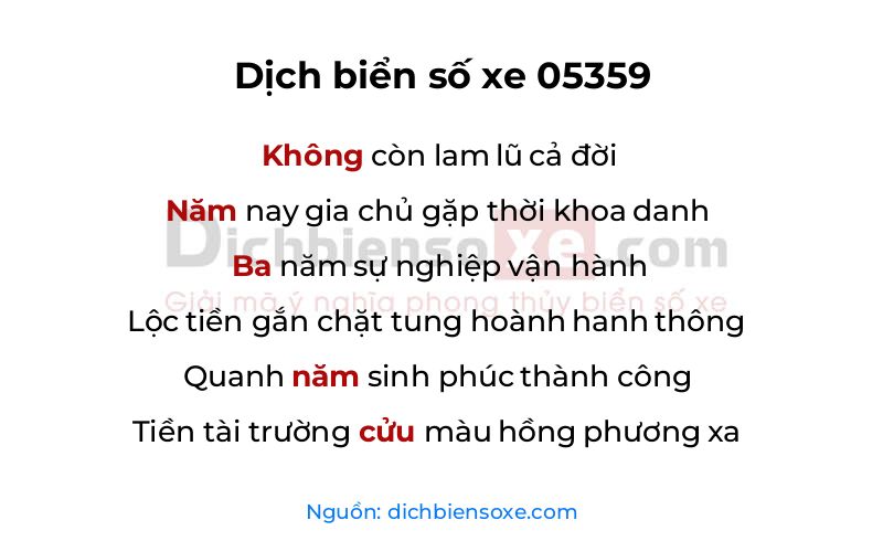 Dịch thơ biển số 05359