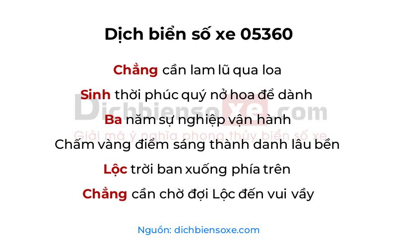 Dịch thơ biển số 05360