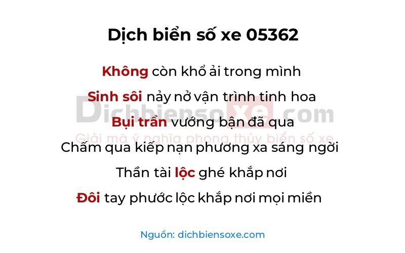 Dịch thơ biển số 05362