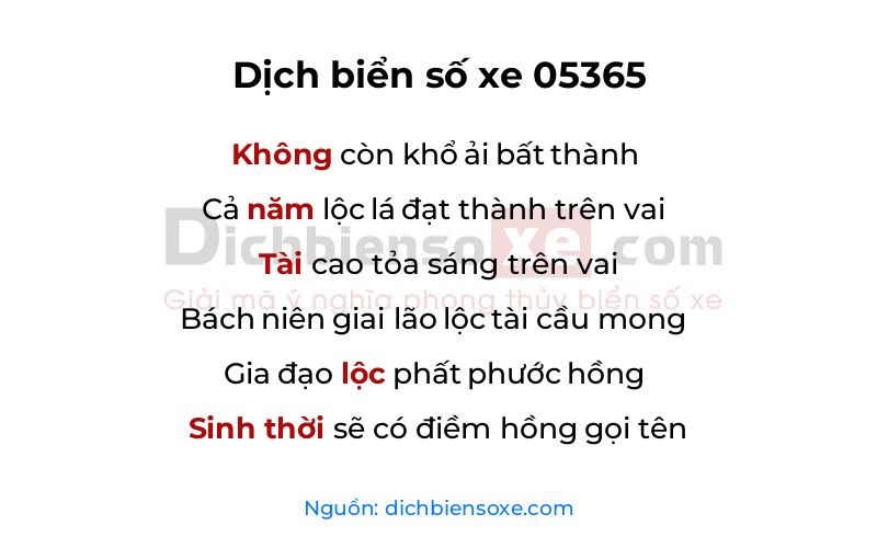 Dịch thơ biển số 05365