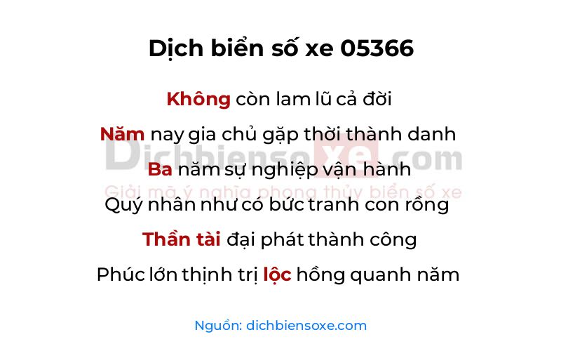 Dịch thơ biển số 05366