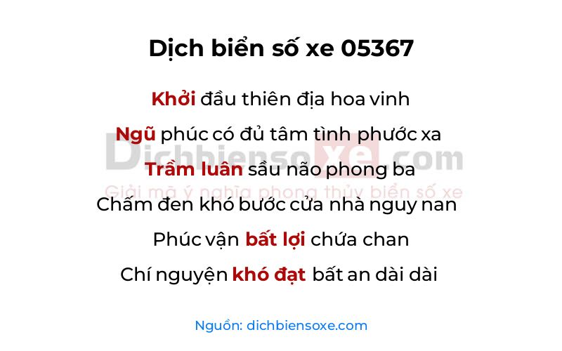 Dịch thơ biển số 05367
