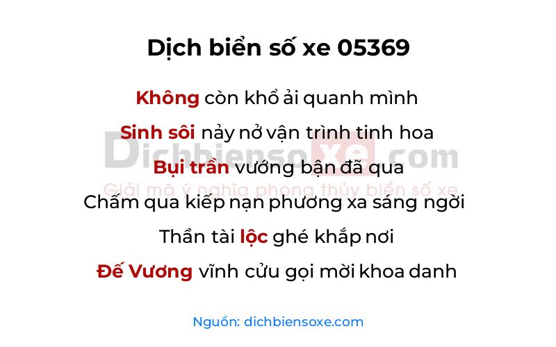 Dịch thơ biển số 05369