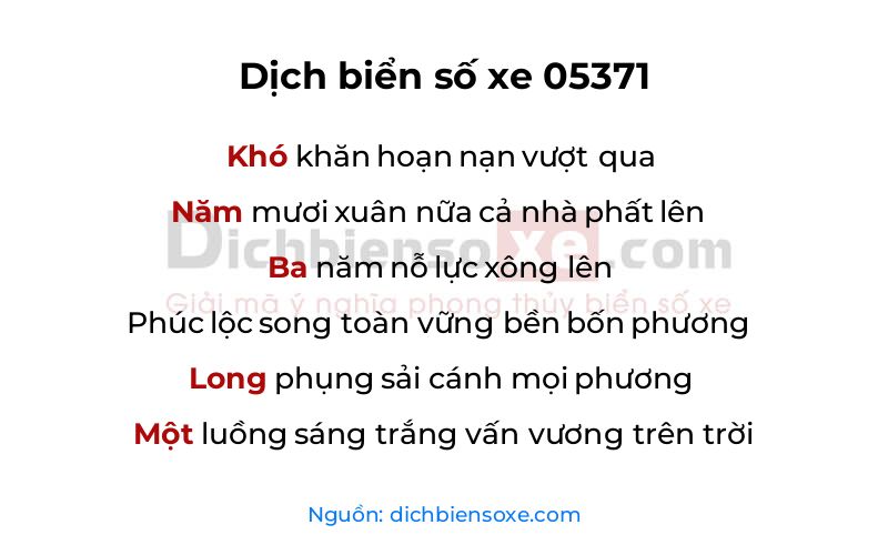 Dịch thơ biển số 05371