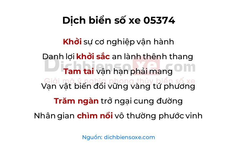 Dịch thơ biển số 05374