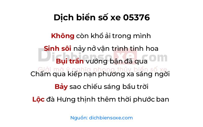 Dịch thơ biển số 05376