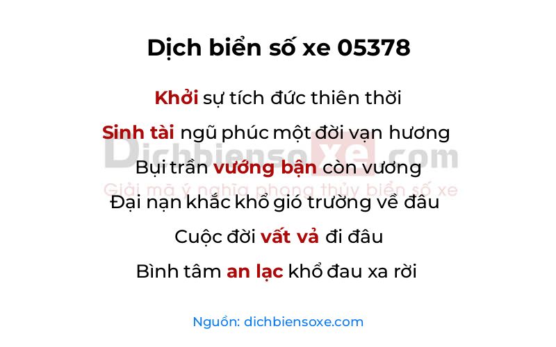 Dịch thơ biển số 05378