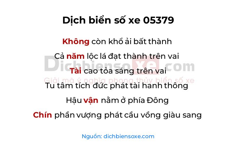 Dịch thơ biển số 05379