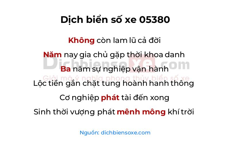 Dịch thơ biển số 05380