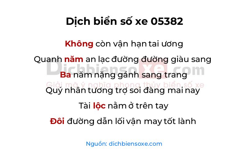 Dịch thơ biển số 05382