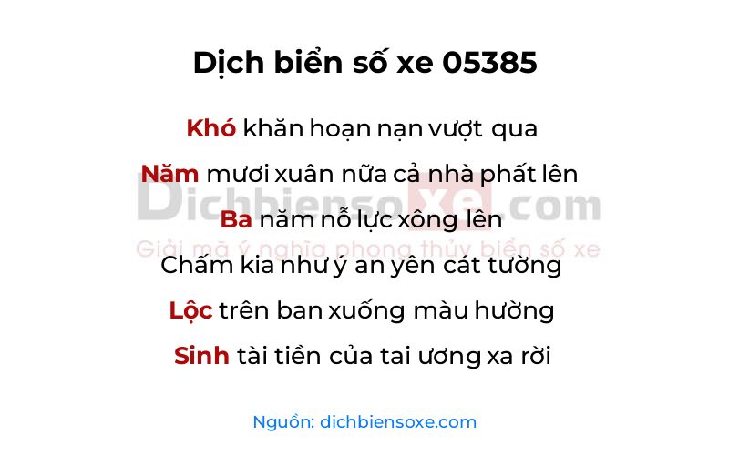 Dịch thơ biển số 05385