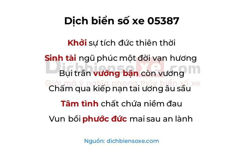 Dịch thơ biển số 05387