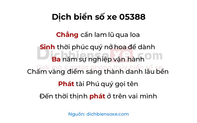 Dịch thơ biển số 05388