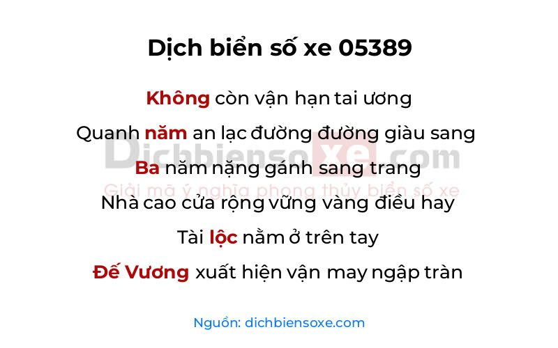Dịch thơ biển số 05389